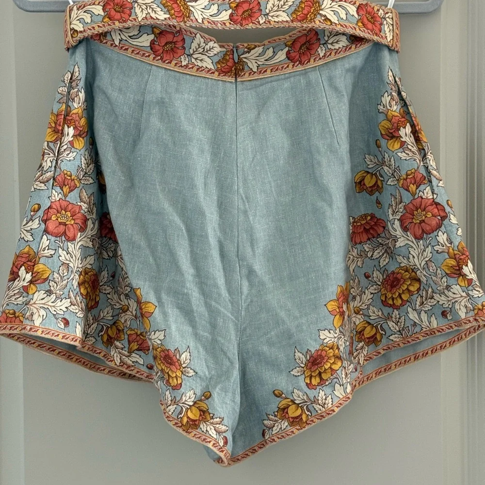 Zimmermann Blue Floral High Waist Shorts - Picture 2 of 3
